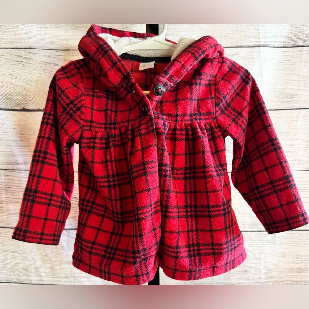Carter's Red Plaid Flannel Hooded Jacket